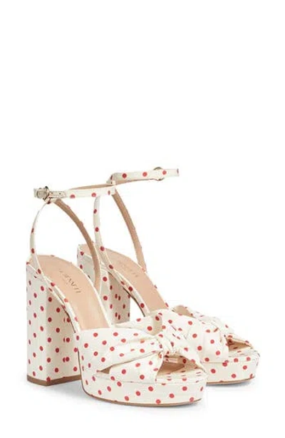 Lk Bennett Amanda Block Heel Sandal In Ivory/red