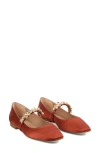 Lk Bennett Amber Flower Trim Mary Jane Flat In Orange