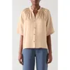 Lk Bennett Amber Short Sleeve Button-up Shirt In Neutral