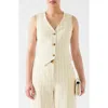 Lk Bennett Ami Pinstripe Linen Blend Waistcoat In Cream