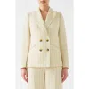 Lk Bennett Amore Pinstripe Linen Blend Double Breasted Blazer In Cream