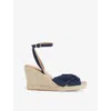 Lk Bennett Womens Blu-navy Angela Tie-knot Suede Espadrilles In Blu-navy