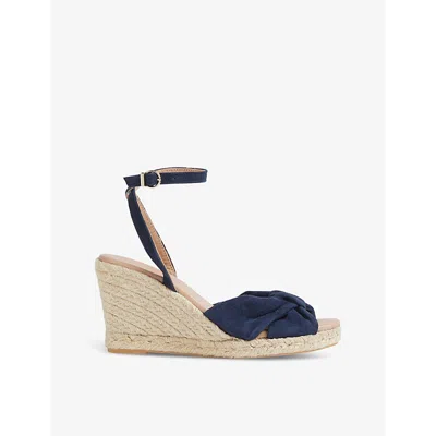 Lk Bennett Womens Blu-navy Angela Tie-knot Suede Espadrilles