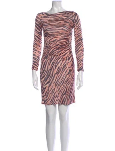 Pre-owned Lk Bennett Animal Print Knee-length Dress In Pink