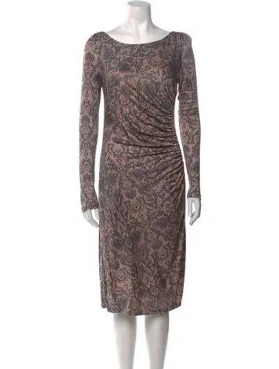 Pre-owned Lk Bennett Animal Print Midi Length Dress In Gray