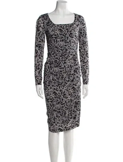 Pre-owned Lk Bennett Animal Print Midi Length Dress In Multi