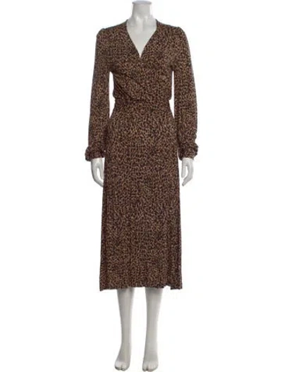 Pre-owned Lk Bennett Animal Print Midi Length Dress In Multi