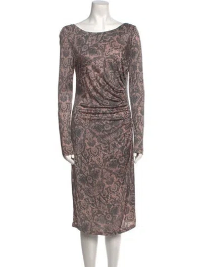 Pre-owned Lk Bennett Animal Print Midi Length Dress In Pink