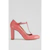 Lk Bennett Womens Ora-coral Annalise T-bar Heeled Patent-leather Shoes In Pink