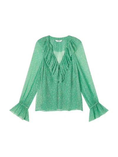 Lk Bennett Annie And Cream Wiggle Print Blouse In Green