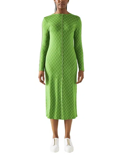 Lk Bennett Annie Lime/ Ivory Dress In Green