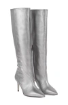 Lk Bennett Womens Met-pewter Astrid Pointed-toe Metallic Leather Heeled Knee-high Boots In Pewter