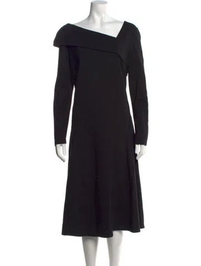 Pre-owned Lk Bennett Asymmetrical Midi Length Dress In Black