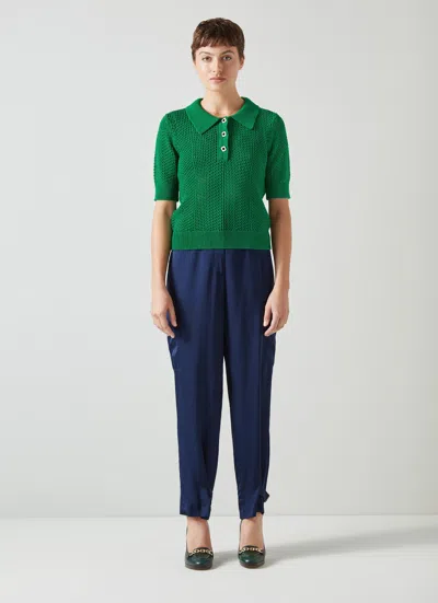 Lk Bennett Athena Jersey Tops In Green