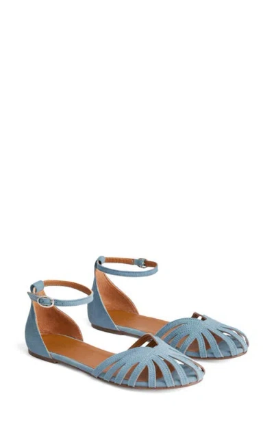 Lk Bennett Aubrey Plaited Ankle Strap Flat In Blu-powder Blue