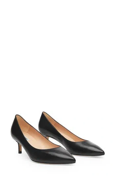 Lk Bennett Audrey Pointed Toe Kitten Heel Pump In Black Leather