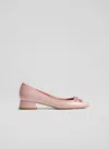 Lk Bennett Womens Pin-pink Aurelie Bow-embellished Heeled Patent-leather Ballet Pumps In Pink