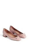 Lk Bennett Womens Pin-pink Aurelie Bow-embellished Heeled Patent-leather Ballet Pumps