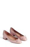 Lk Bennett Womens Pin-pink Aurelie Bow-embellished Heeled Patent-leather Ballet Pumps In Pink