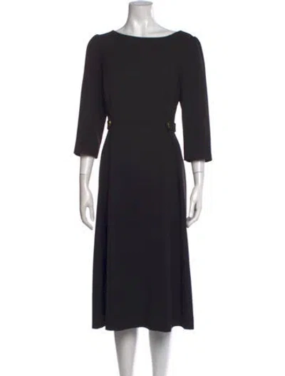 Pre-owned Lk Bennett Bateau Neckline Midi Length Dress In Black