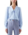 Lk Bennett Beecham Woven Tops In Blue