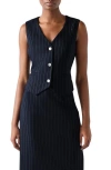 Lk Bennett Bella Pinstripe Vest In Navy