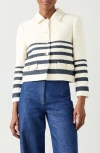 Lk Bennett Bellmer Stripe Tweed Jacket In Cream Multi