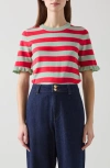 Lk Bennett Bells Striped Crewneck Knit Top In Red Multi