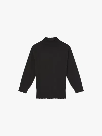 Lk Bennett Betty Merino Wool Scallop Edge Jumper In Black