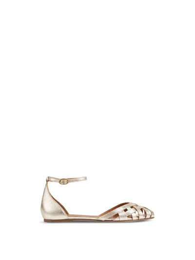 Lk Bennett Bianca Cage-front Flat Sandals In Gold