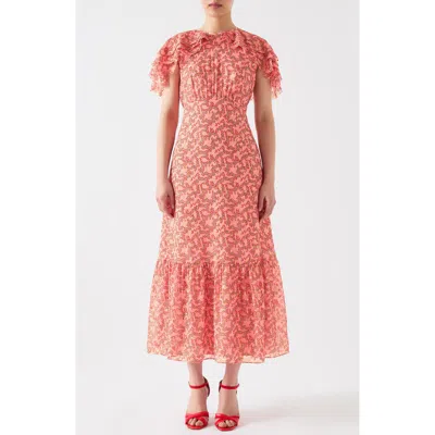 LK BENNETT LK BENNETT BILLIE BLOSSOM CAPELET SILK BLEND DRESS