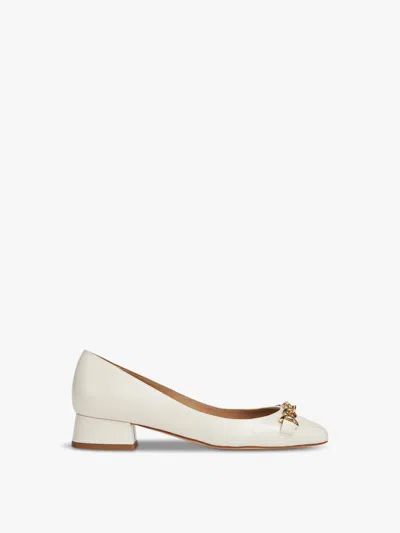 Lk Bennett Blakely Ecru Patent Snaffle Pumps In White