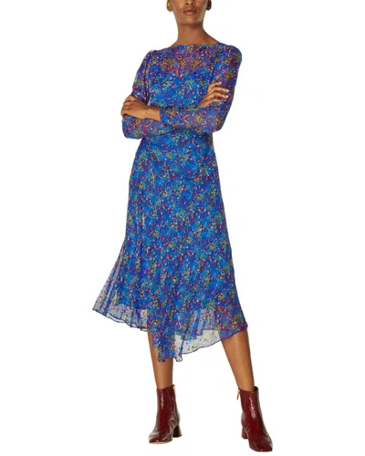 Lk Bennett Bloomsbury Silk-blend A-line Dress In Blue