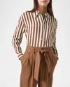 Lk Bennett Blythe Striped Button-down Blouse In Brown Multi