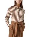 Lk Bennett Blythe Striped Button-down Blouse In Brown