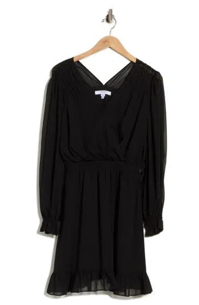 Lk Bennett Bow Frill Long Sleeve Dress In Bla-black