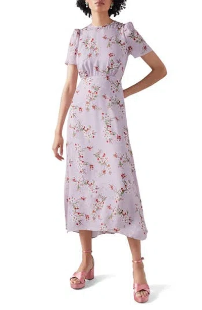 Lk Bennett Boyd Cherry Blossom Silk Midi Dress In Purple Multi