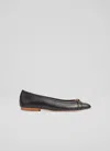 Lk Bennett Womens Bla-black Brielle Embellished Leather Ballet Flats In Black