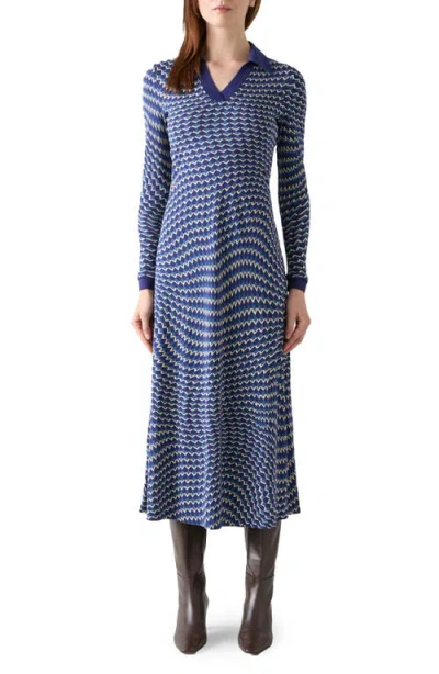 Lk Bennett Brigitte Long Sleeve Jersey Dress In Blue