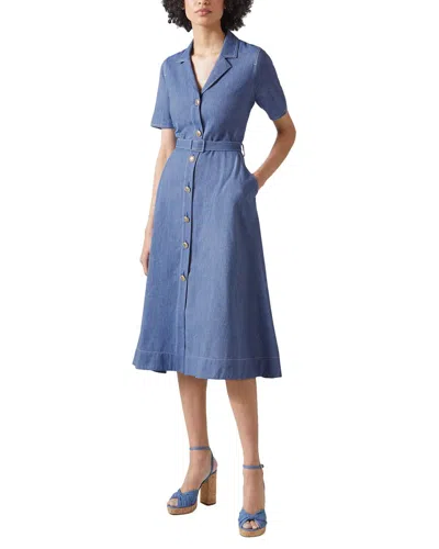 Lk Bennett Britt Linen-blend Dress In Blue