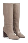 Lk Bennett Womens Tau-taupe Brogan Knee-high Leather Heeled Boots In Taupe