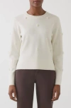 Lk Bennett Buttercup Beaded Merino Wool & Cotton Sweater In White