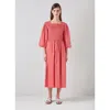 Lk Bennett Calister Smocked Midi Dress In Pink