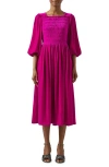 Lk Bennett Callista Shirred Velvet Dress In Magenta