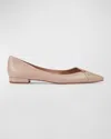 Lk Bennett Womens Nat-fawn Cally Gold-tone Hardware-embellished Leather Flats In Fawn