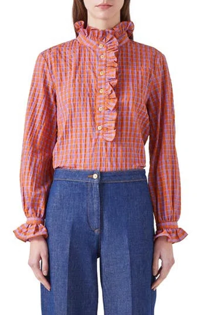 LK BENNETT LK BENNETT CAMILLE RUFFLE MOCK NECK SHIRT