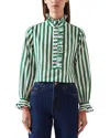 Lk Bennett Camille Silk-blend Blouse In Green