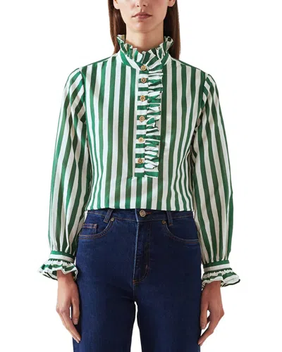 Lk Bennett Camille Silk-blend Blouse In Green