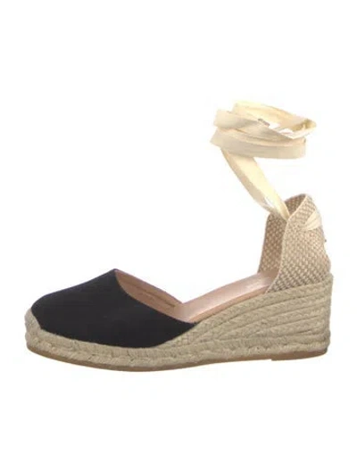 Pre-owned Lk Bennett Canvas Colorblock Pattern D'orsay Pumps In Black