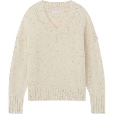 Lk Bennett Cara Lambswool Blend V-neck Sweater In Neutral